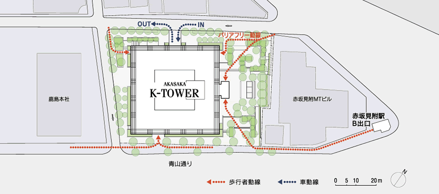 赤坂Kタワーの住所は東京都港区元赤坂1-2-7。赤坂見附駅からの行きかた