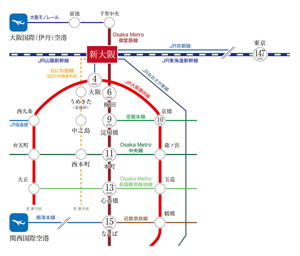 H1O新大阪_路線図