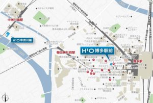 H¹O博多駅前　ロケーション