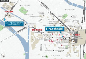 H¹O博多駅前　ロケーション　福岡県福岡市博多区博多駅前2丁目