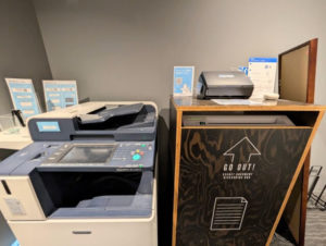 ワークスタイリング東京ミッドタウン日比谷　複合機、溶解処理ボックス