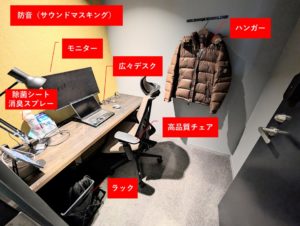 ワークスタイリング東京ミッドタウン日比谷　1人用個室シェアオフィス パーソナルフィールド　室内